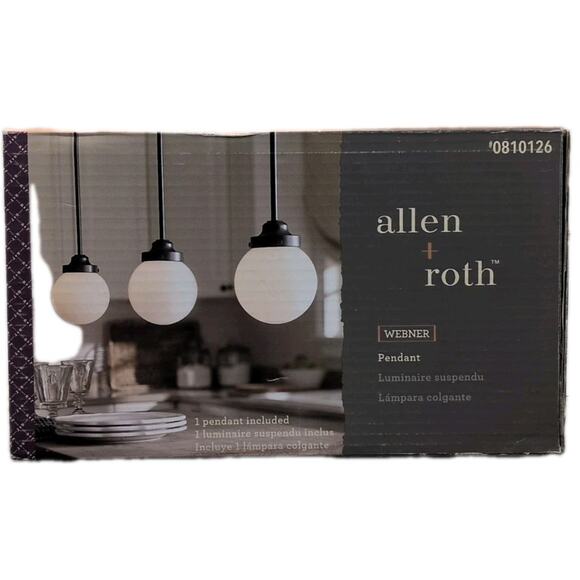 Allen + Roth Webner Pendant Oil Rubbed Bronze White Glass Shade [13] - Picture 1 of 11